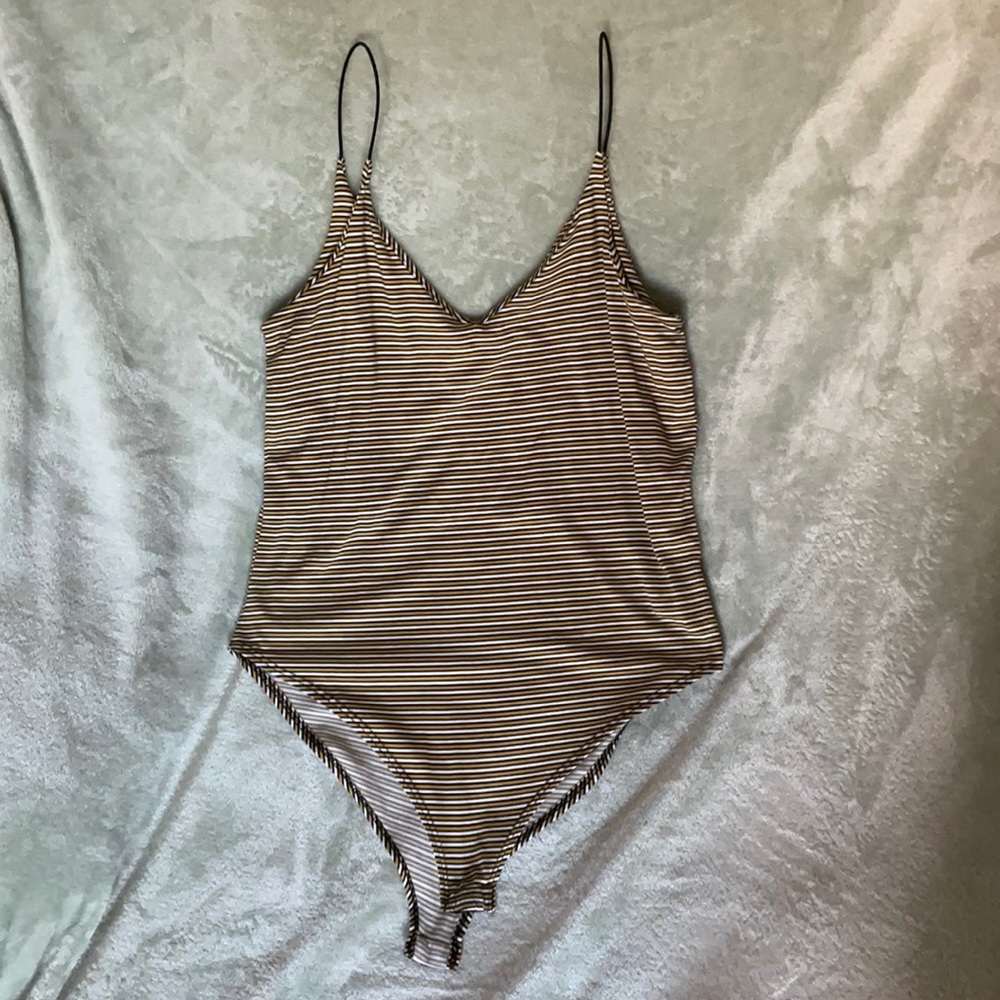 Gaze Striped Yellow Bodysuit, Size M